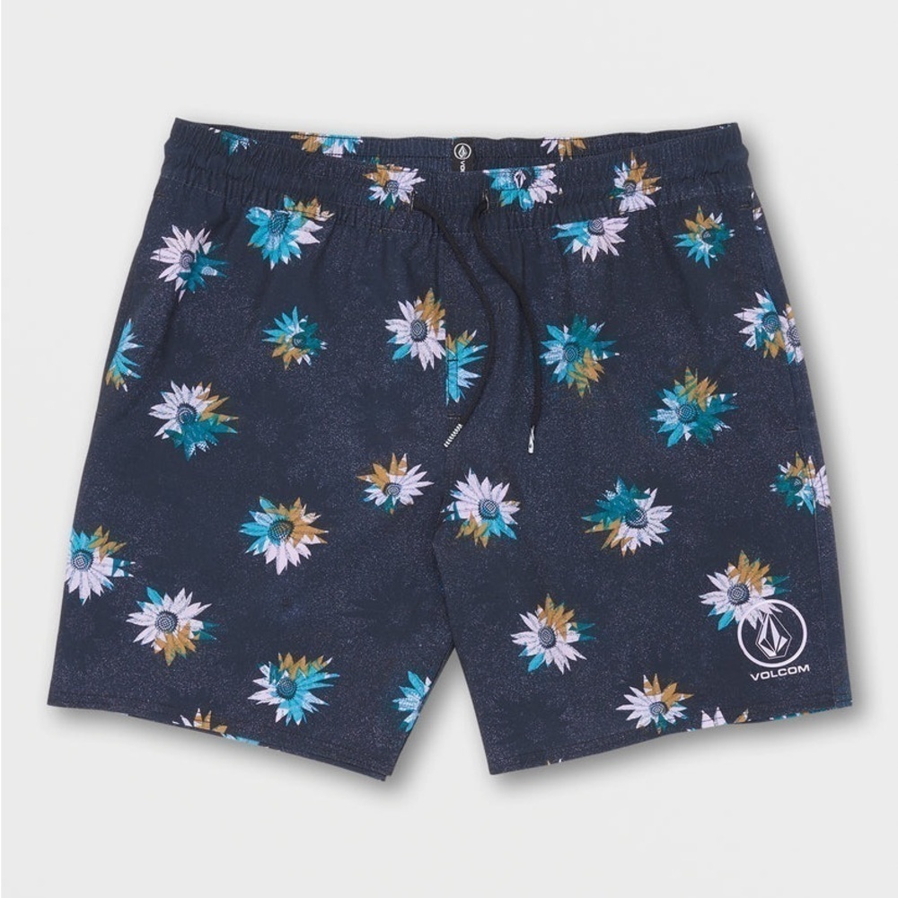Volcom Manic Black Floral Print Swim Trunks Size XL